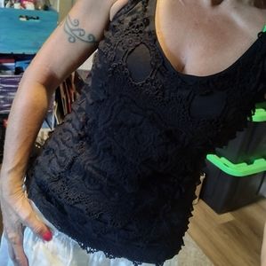 Black crochet/ruffled top